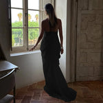 FDYOUI 2026 Summer Backless Ruched White Long Maxi Dress for Woman Elegant Sexy Halter Sleeveless Loose Evening Party Dresses