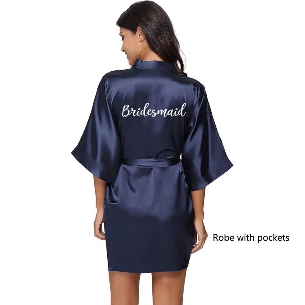 New Bathrobe Bride Satin-Silk Robe Women Bridal Party Sister Team Mother Shower Gift Bridesmaid Wedding Short Robes YE7883