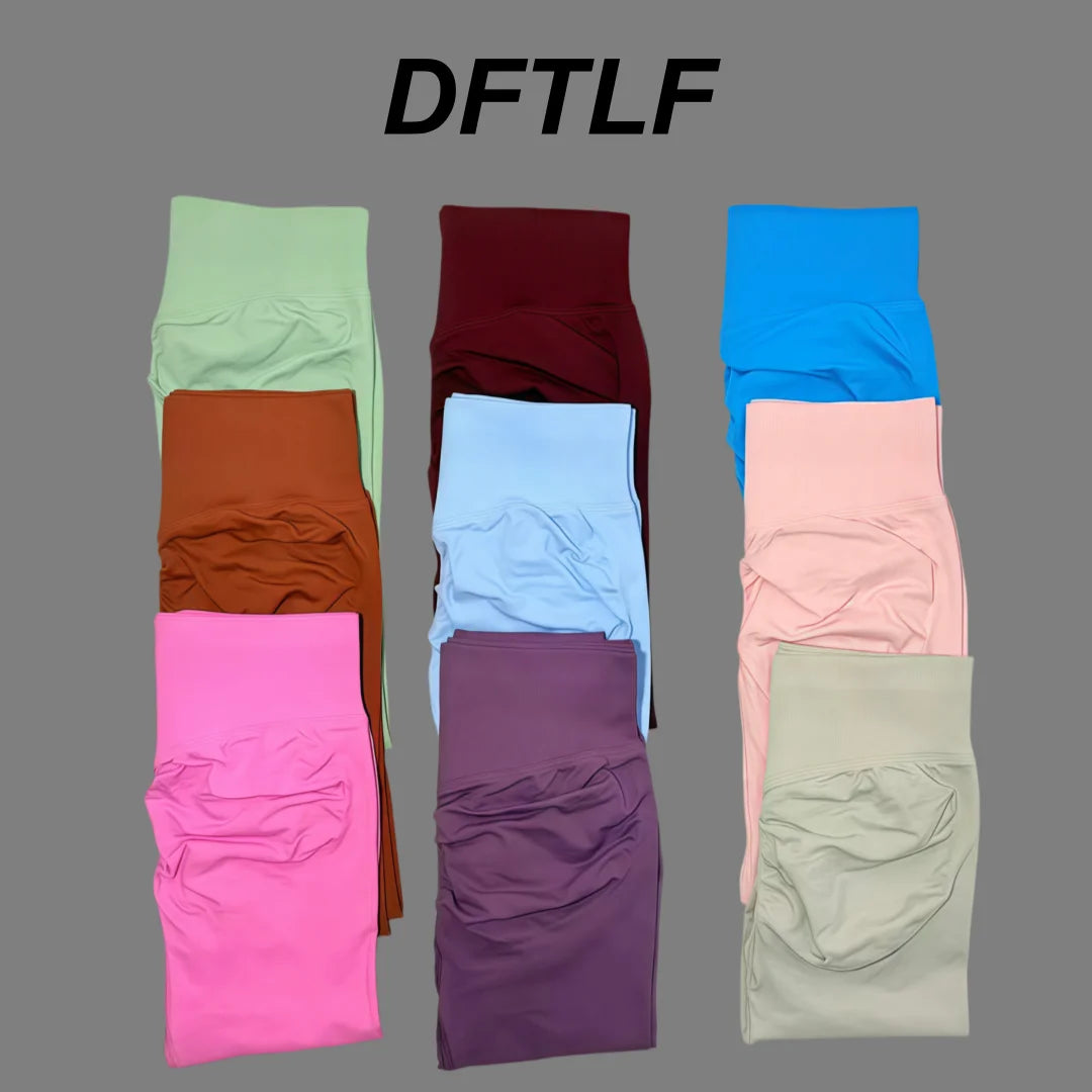 DFTLF Sports Yoga Pants Women High Waist Scrunch Butt Lifting Tummy Control Seamless Stretchy Soft Workout Leggings