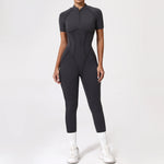 With Zipper Hollow Back Yoga Jumpsuit Sportswear Women Gym Clothes Running Fitness Yoga Backless Bodysuit