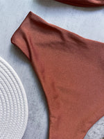 Brown Shiny U Shaped Bikini High Waist Sexy Swimsuit Women 2026 Wrinkled Solid Swimwears Bathing Suit Bandeau Bikinis Sets Mujer