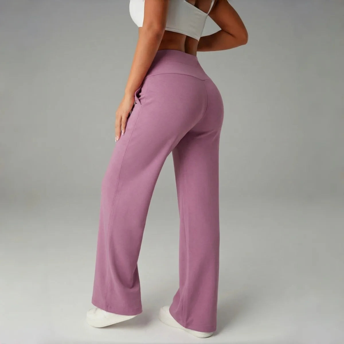 STOUREG High Waisted Yoga Pants for Women, Loose Wide Leg Workout Trousers with Pockets for Running and Outdoor Exercise
