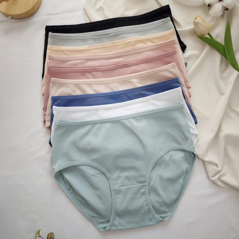 3Pcs/Set Cotton Panties Women Sexy Lingerie Plus Size Women's High Waist Briefs Solid Color Panty Breathable Underpants XS-2XL