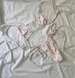 Floral Print Halter Micro String Bikini Female Swimsuit Women Swimwear Two-pieces Bikini Set Bow Knotted Bathing Suit Swim Lady
