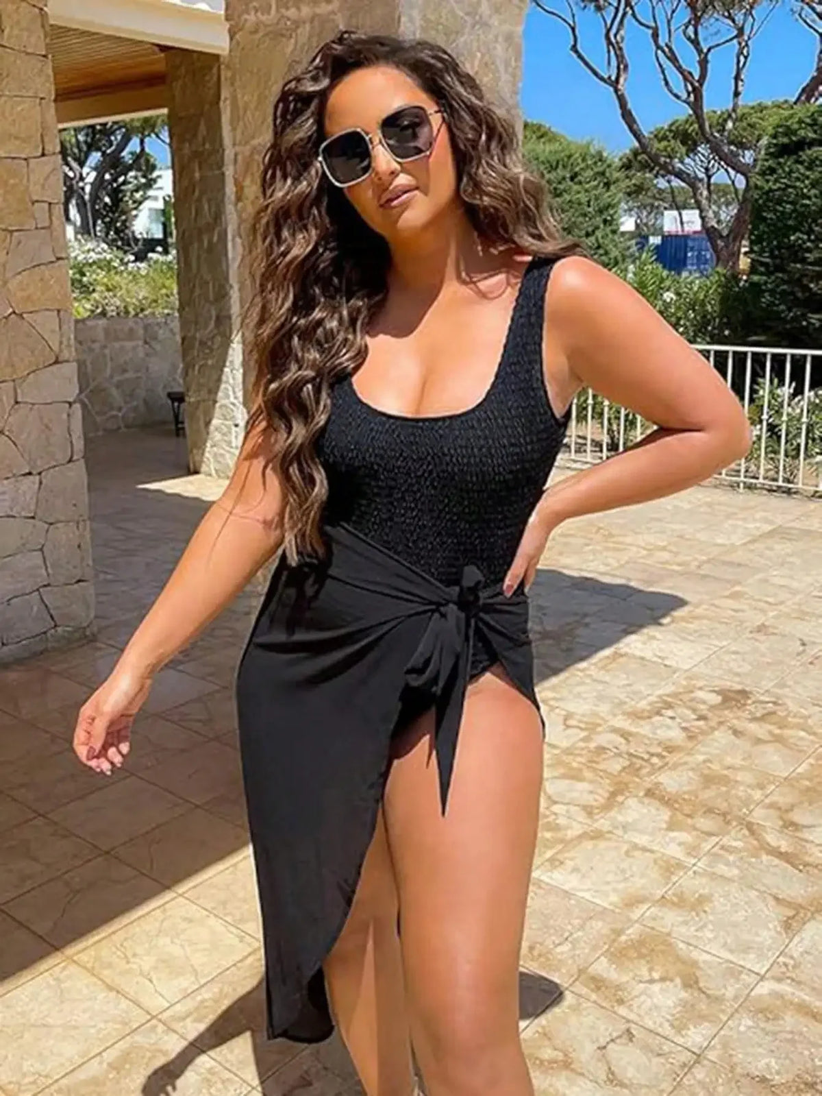 Summer Vacation Bikini Beach Skirt Women Beach Swimming Chiffon Skirt Lightweight Scarf Beach Swimsuit Hoodie Strap Design Sexy
