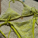 Sexy Mesh Flower Bikinis Sets Women Hot Pink Halter Push Up Bra Tie Side Swimsuit 2026 Beach Bathing Suit Holiday Micro Swimwear