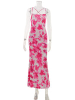 Ahagaga Fashion Women's Maxi Dresses 2026 Summer New Sexy Backless Print Dress Strap Sleeveless Party Beach Bodycon Elegant Cute