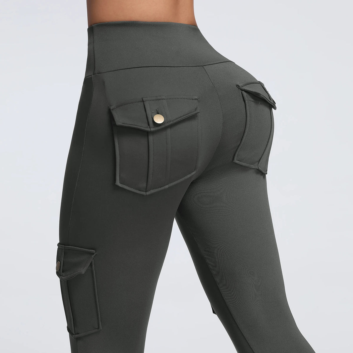 Women's Cargo Pocket Fitness Yoga Leggings With Pockets - High-Waisted Stretch Tights Butt Lift Yoga Running Pants