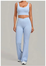 Women's Seamless Yoga Sets Sports Fitness Hip-lifting High Waist Flared Pants Backless Bra Suits Training WorkoutLeggings Sets