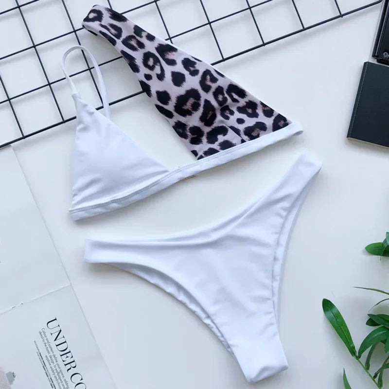 2026 Asymmetric One Shoulder Bikini Women Swimsuit Female Swimwear Two Pieces Bikini Set Hollow Out Bathing Suit Swim Beachwear