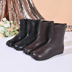 Women Tabi Split Toe Ankle Boots Soft Leather Back Zipper Wedge Hidden Heel Casual Fashion Short Boots