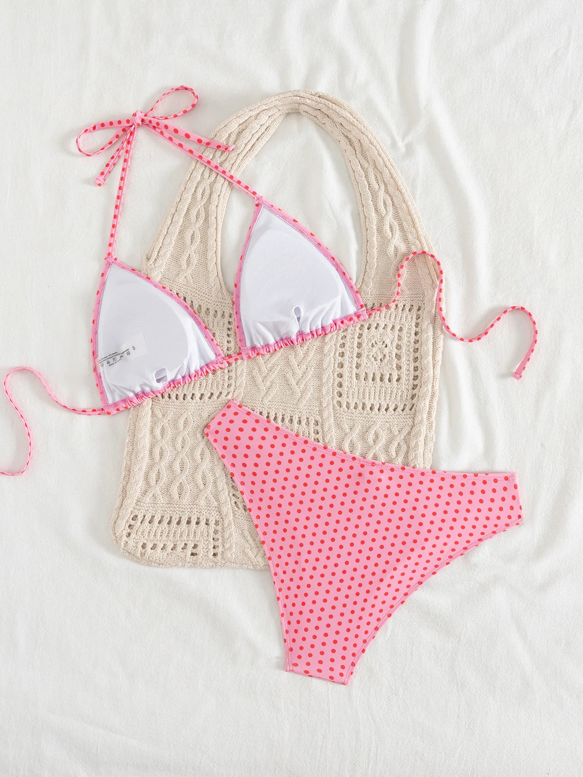 New Dot Print Bikini Set Retro High Waisted Swimsuit Women Adjustable String Tie Two Piece Bathing Suit for Beach