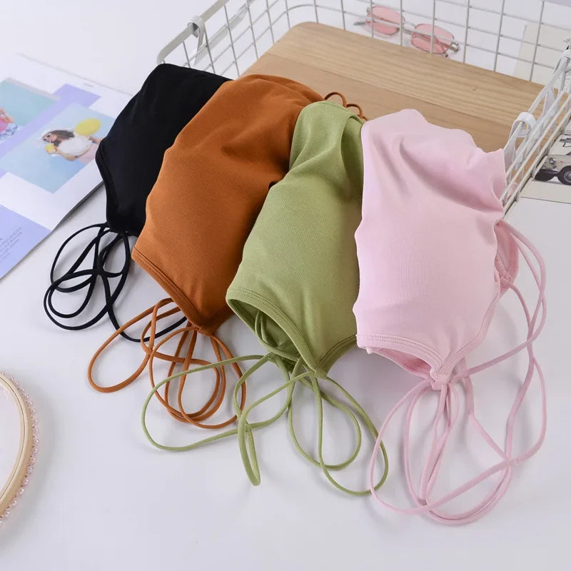 Women Tank Crop Tops Female Crop Top Seamless Backless Summer Cropped Camis Removable Pads Lingerie Girls Camisole