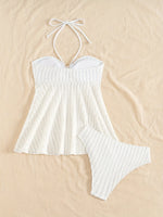 Summer Two Pieces Swimsuits Woman White Swimwear Female Tankini Sets Beach Wear Bandeau Bathing Suit Sports Women Swimming Suit
