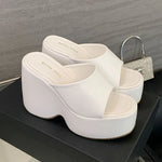2025 Vintge Denim Blue Summer Chunky Platform Sandals Women Slides Chunky High Heels Wedges Shoes Mules Outdoor Slipper