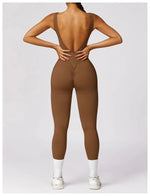 Seamless One-piece Suit Women Sports Jumpsuit Push up Yoga Suit Backless Sportswear Set Women Sleeveles Workout Bodysuits Female
