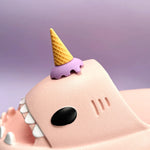1Pair DIY Shark Slippers Charms Night Glowing Lantern Unicorn Cute Strawberry Panda Ice Cream Fins Shoes Accessories