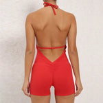 Women's High Elasticity One-Piece Fitness Jumpsuit - Tight Peach Hip Jumpsuit & Air Back Yoga Pants for Workout Gym Running