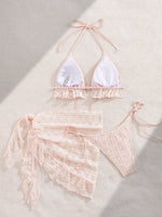 3 Pieces Triangle String Bikini 2026 Women & Tassel Beach Skirt Swimwear Female Sexy Swimsuit Beachwear Bathing Swimming Suit