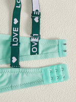 5PCS Dopamine Color Push up Bras Women Adjustable Letter Strap Basic Underwire Bra Stylish Thin Cup Lingerie