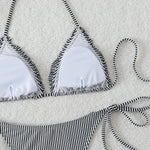 New Sexy Blue Striped String Bikinis Two Pieces Swimsuit Women Swimwear Halter Beach Wear Swim Bathing Suits Frill Bikini Set