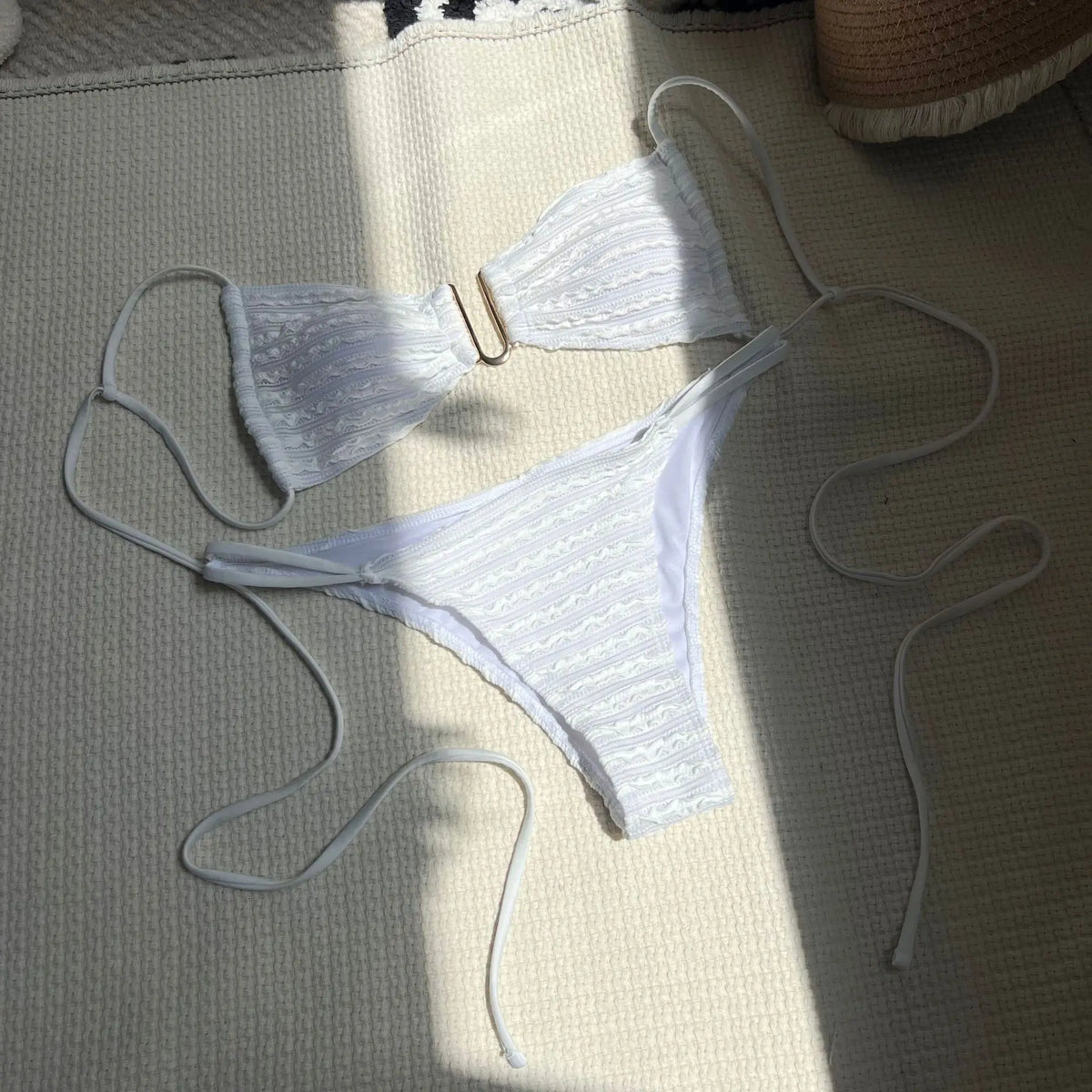 2026 Wrinkled U Ring Bandeau Bikini Women Swimwear Female Swimsuit Two-pieces Bikini Set Bather Pool Bathing Suit Swim Beachwear