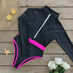 2026 Surfing Sport Swimsuit Long Sleeves Women One Piece SwimsuitSwimwear Solid Monokini Bathing Suit Tropical Bodysuit Female