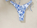 New Sexy Floral Print Bandeau Bikini 2024 Women Swimwear Female Swimsuit Two Pieces Thong Bikini Set Bather Tie Bathing Suit