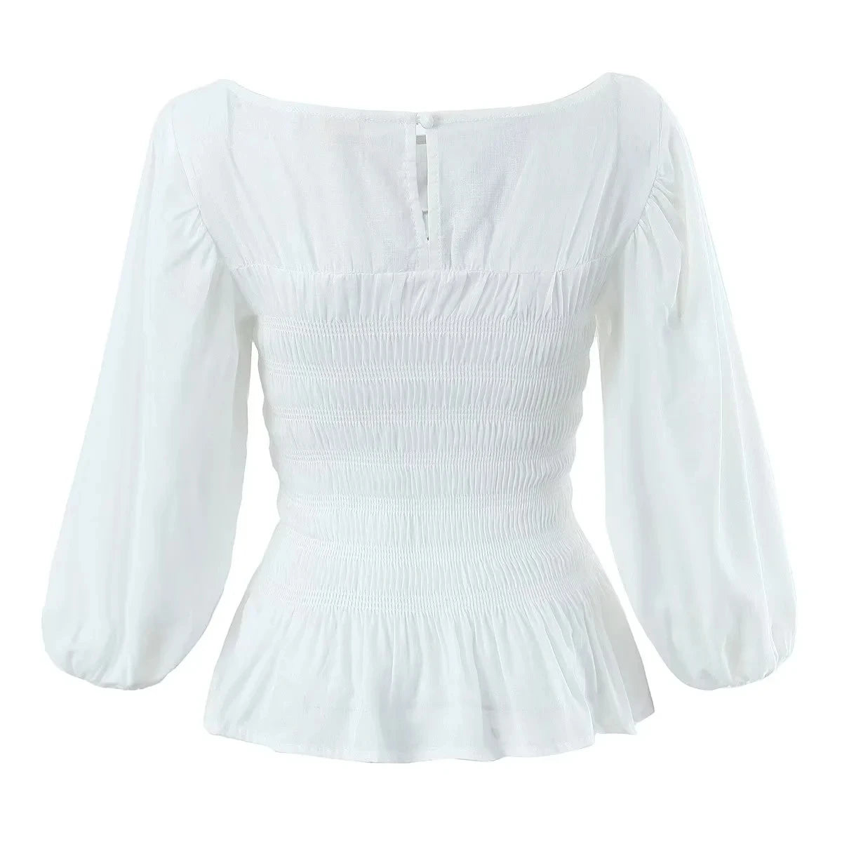 Foridol White Summer Linen Women Blouse Off Shoulder Lantern Sleeve Short Blouse Top 2025 Spring Smocked Pelpum Top New