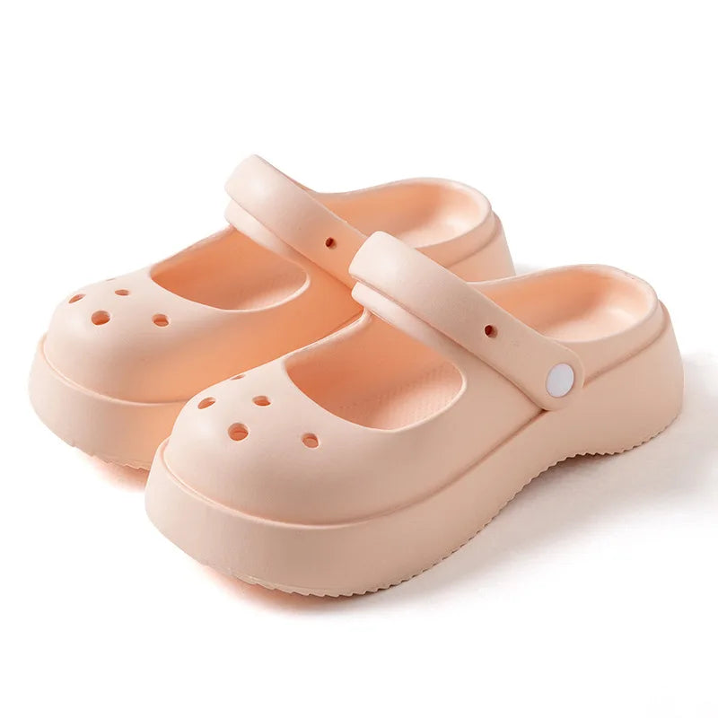 Fashion Mary Jane Garden Shoes Woman Platform Slippers Cute DIY Thick Sole Girls Summer Indoor Beach Slides Ladies Footwear