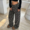 Autumn Winter Women Korean Lazy Flannel Pajama Pants Multi Print Loose Draped Wearable Outside Warm Loungewear Trousers