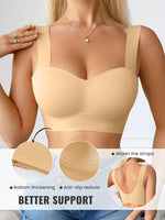 Women's Wirefree Seamless Bra, Back Closure U-Back Support Bra, No Steel Ring Comfortable Everyday Bra, Nude Invisible Underwear