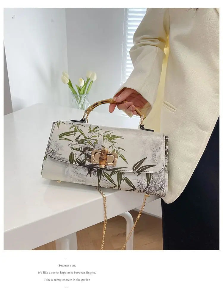 Vintage Bamboo Top Handle Bag Classic Mother Chic Lady Bags Women Shoulder Crossbody Bag Chain Bags Women's Handbags Purses