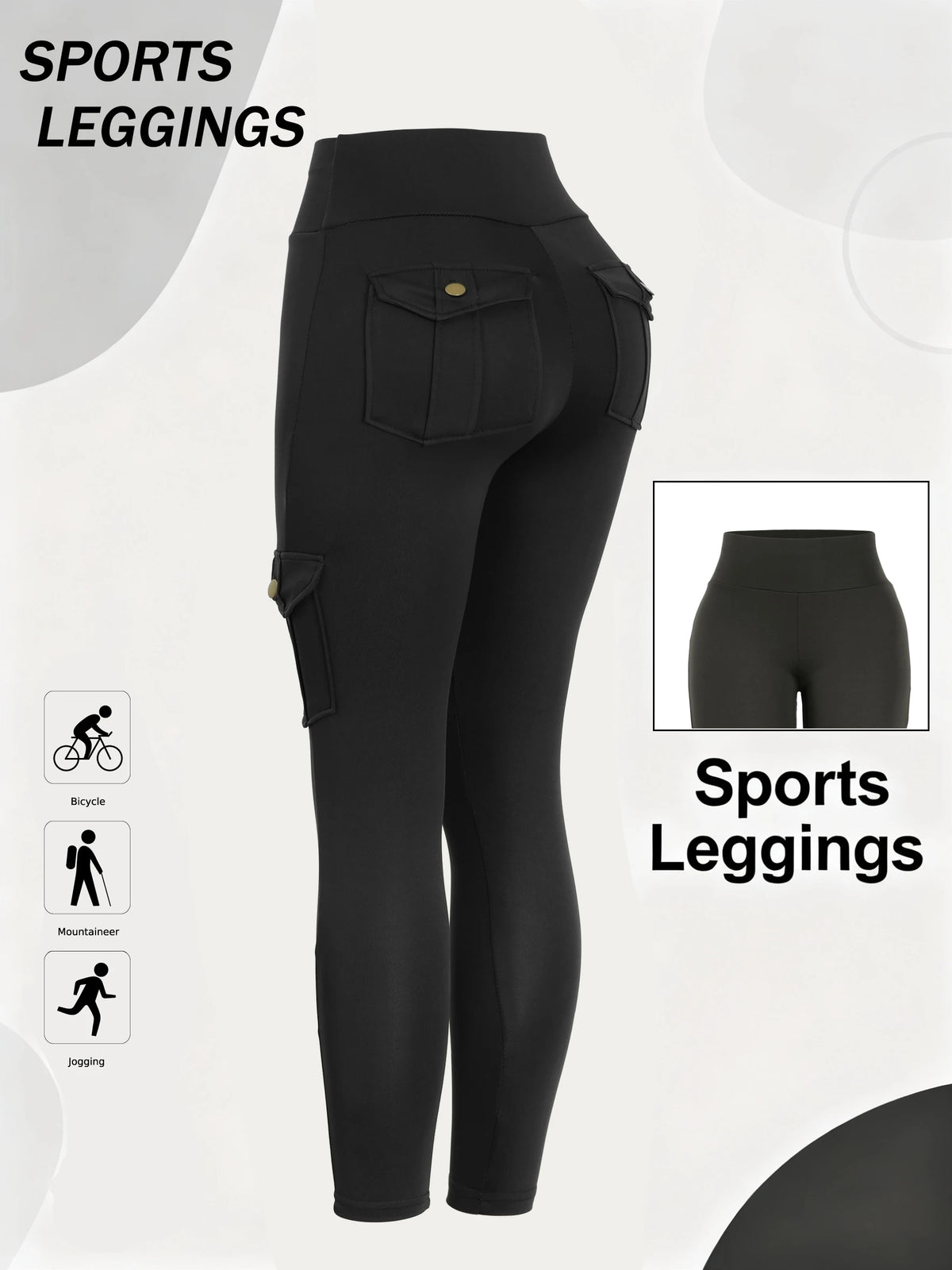 1/2 Pcs Women's Fitness Pants: High-Waisted Flared Cargo Pants With Pockets, Shaping and Tummy-Control Fitness Pants.