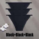 3PCS Women‘s Cotton Lace Panties Low Waist Briefs Comfortable Underwear Ladies Solid Color Underpants Girls Breathable Panty New