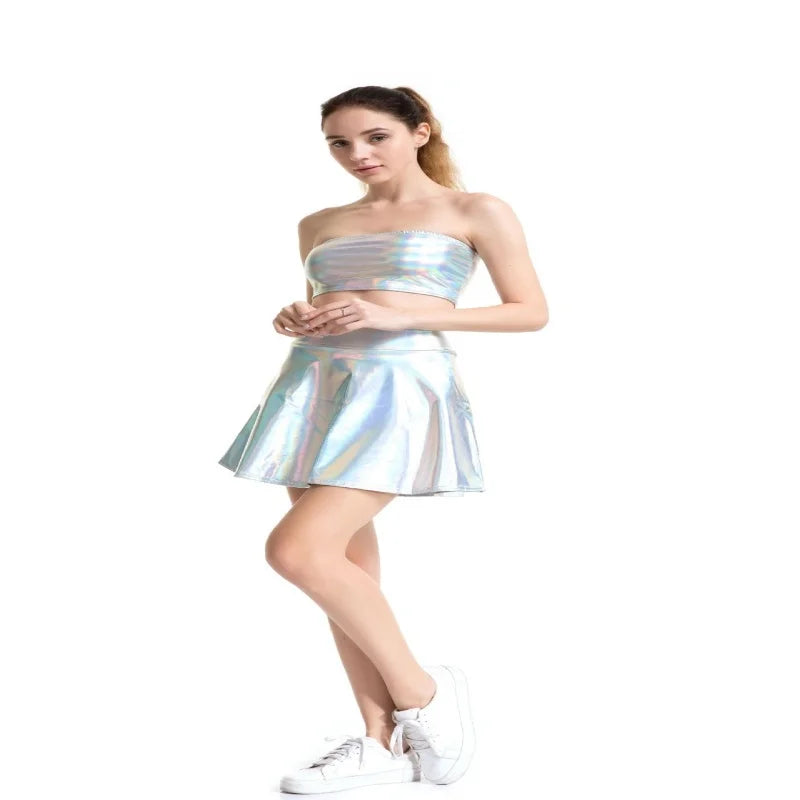 Sexy Leather Skirt for Women Party Dancing Club Wear Short Skirts Leather Mini Skirts Nightclub Stage Umbrella Dancing Skirt