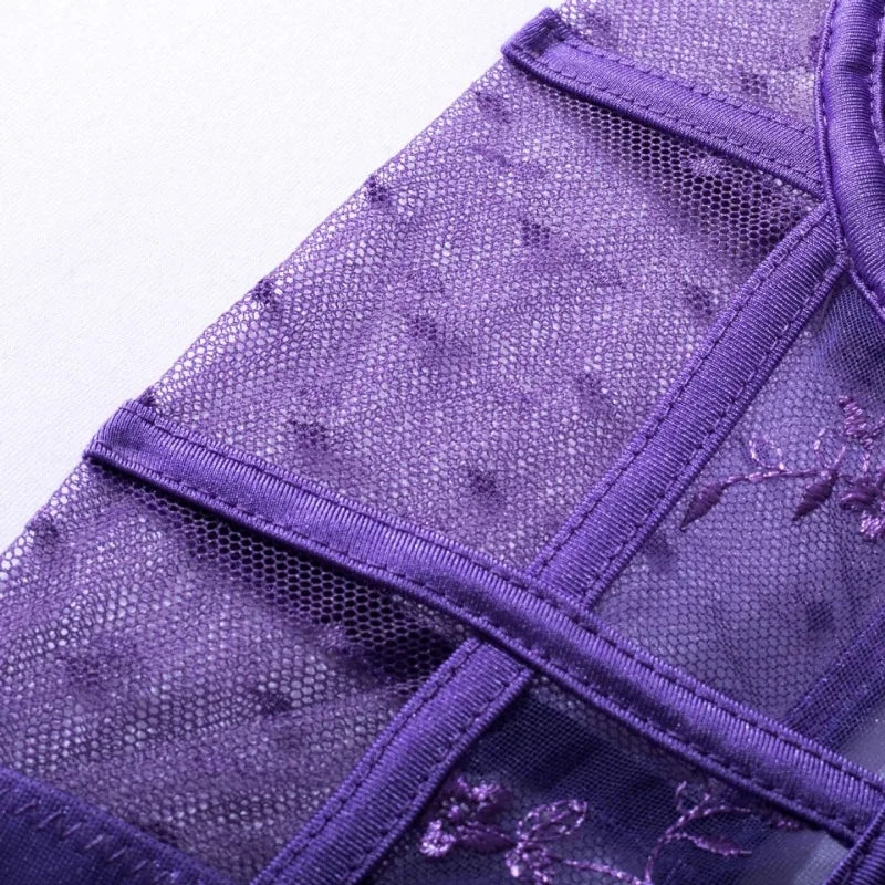 Toucheart Sexy Jumpsuit Embroidered Printing See-Through Sexy Lingerie For WomenHollow Out Backless Sexy Pajamas Jumpsuit New