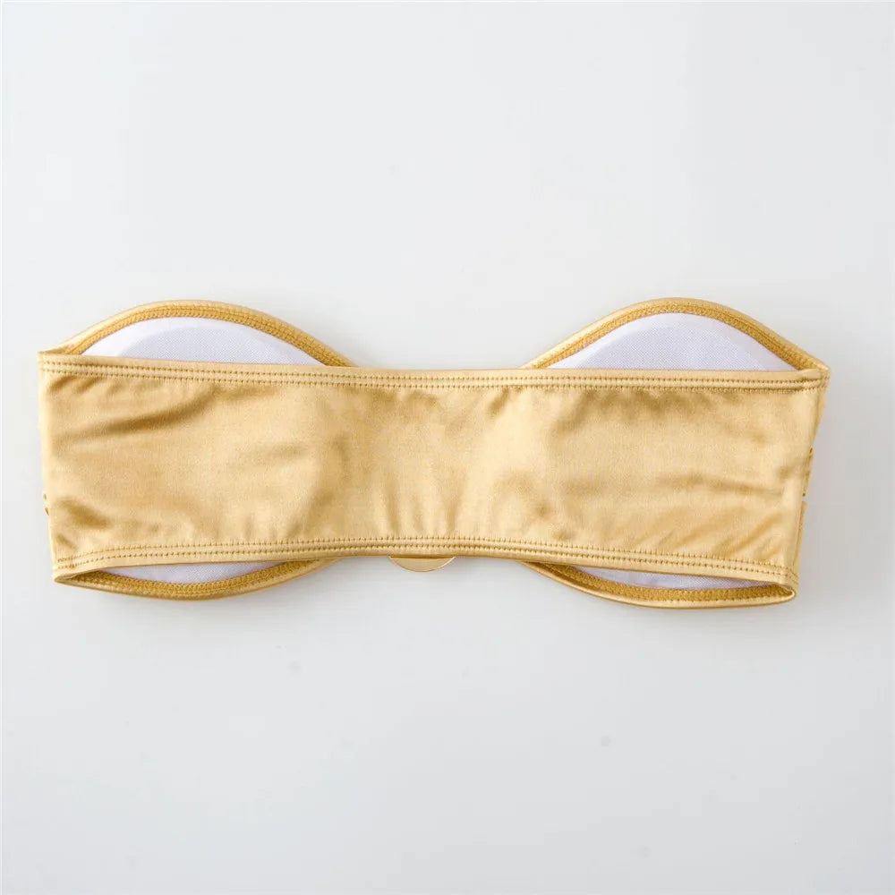 Sexy U Shaped Bandeau Bikinis Sets Mujer Strapless Swimwear Women Gold Swimsuit Bathing Suit Biquinis Brazilian Bikini Swim 2026
