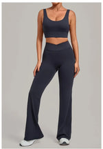 Women's Seamless Yoga Sets Sports Fitness Hip-lifting High Waist Flared Pants Backless Bra Suits Training WorkoutLeggings Sets
