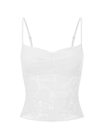 Women's Lace Cami Tops Sleeveless Ruched Front Solid Color Camisole Slim Fit Tank Tops Summer