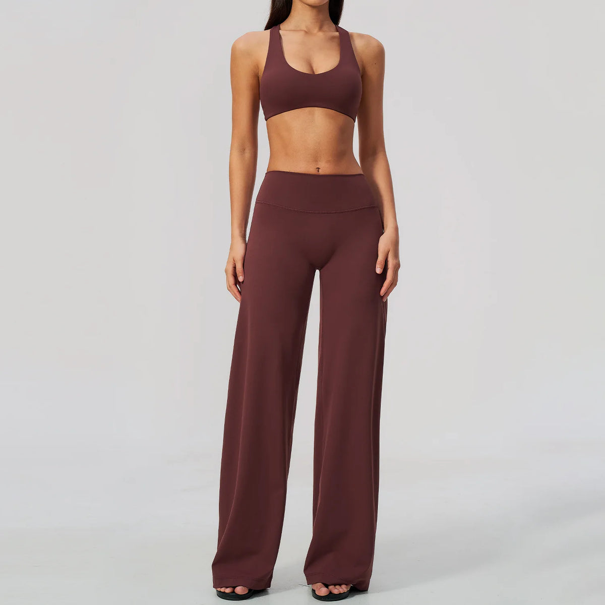 Summer 2 Piece Yoga Sets Women Tight Back Cross Sports Bra High Waist Peach Hip Wide Leg Pants Gym Running Fitness Workout Suits