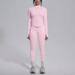 Women's Seamless Yoga Sets Sports Fitness Zipper Long-Sleeve Jacket Slim-fit Hip Lift Pants Suits Workout Training Gym Sets