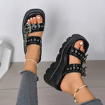 Women Sandals Metal Buckle Platform Sandals WomenSummer Woman Plus Size High Heeled