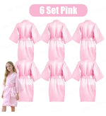 6-15Pcs Multicolors Spa Robes for Girls Spa Birthday Kimono for Girls Soft Silk Satin Slumber Sleepover Pyjama Party Supplies
