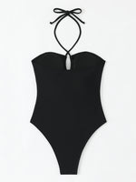 2026 Halter Swimsuit One Piece Solid Hollow Swimwear Women Sexy Bathers Bathing Swimming Swim Suit Female Beachwear