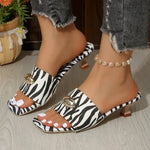 Fashionable High Heel Sandals Women's Summer Beach Shoes Thin Heel Large Size Ladies Slippers