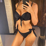 XS - XL Knotted Push Up Bikini Swimsuit Female Swimwear Women Two-pieces Bikini Set With Bra Cup Bather Bathing Suit Swim V3992