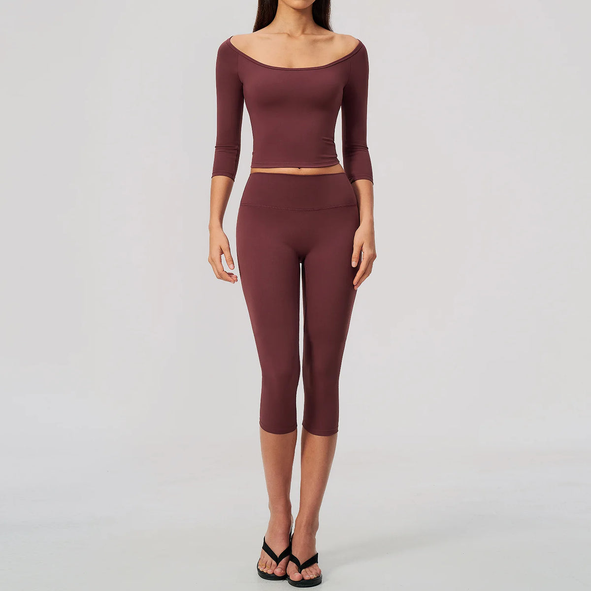 Fashion Mid Sleeve T-shirt Yoga Suits Tight Fitting Slim Sports Tops High Waist Peach Hip Mid Pants Gym Running Fitness Outfits