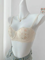 Summer Rabbit Cup Bralette Large Bust Light Support Thin Lace Beachwear Pure Comfort Wirefree Anti-Sagging Bra AU S-XL MOYISU