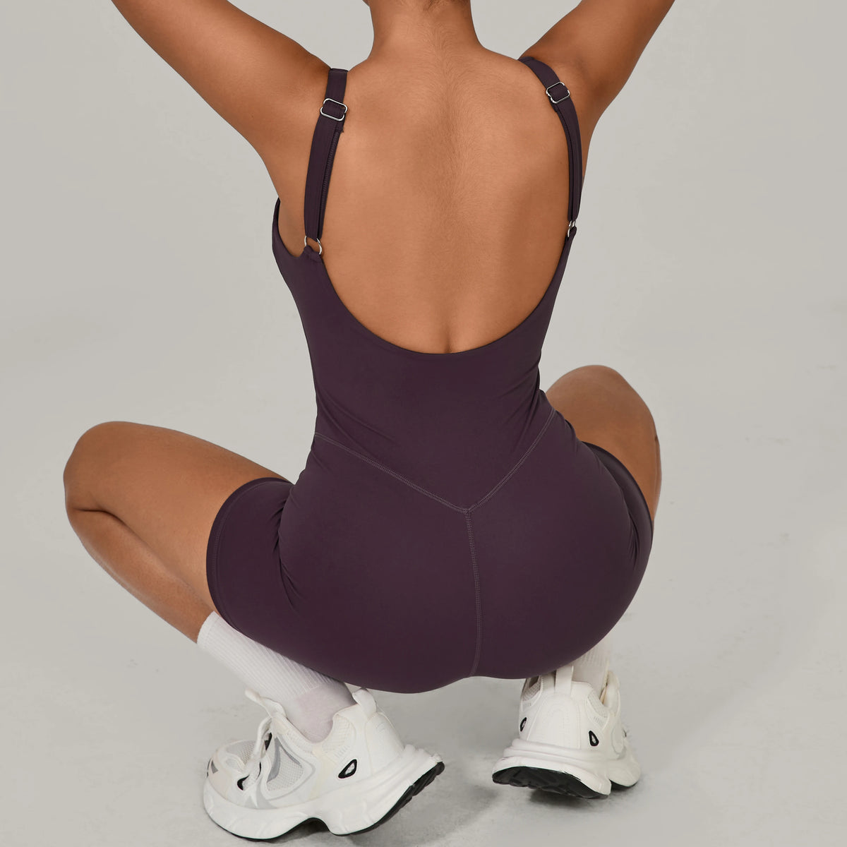 Padded Sports Jumpsuit Short Women Yoga Sets Gym Bodysuits Sexy Backless Fitness Jumpsuits Female Push Up Workout Overalls